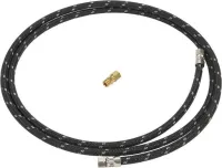 Refrigerator Water Line Installation Kit, Black, with (1) 7'L industrial braided flexible hose and (1) brass union