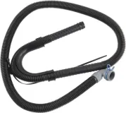 6' Black flexible washer drain hose with elbow bracket, 1