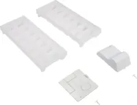 Ice Maker Removal Kit, with (1) plastic closure, (3) hole plugs, (1) evaporator cover, (1) tube fitting cover and (2) ice trays
