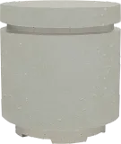 Matching round LP tank enclosure GFRC Limestone
