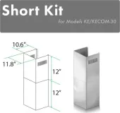 ZLINE 2-12 in. Short Chimney Pieces for 7 ft. to 8 ft. Ceilings (SK-KE/KECOM-30)