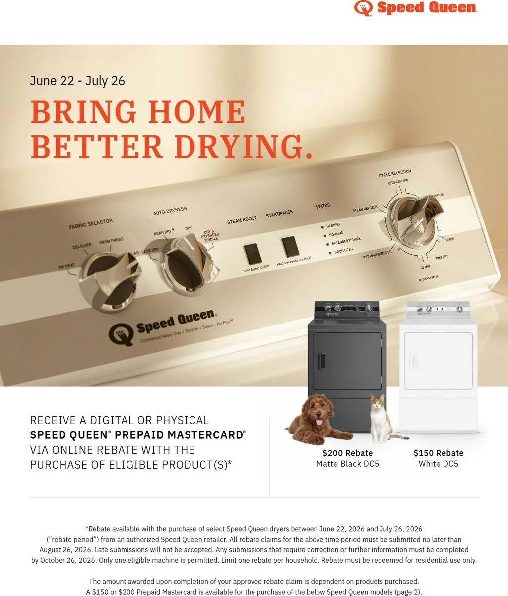 Speed Queen Bring Home Better Drying Rebate