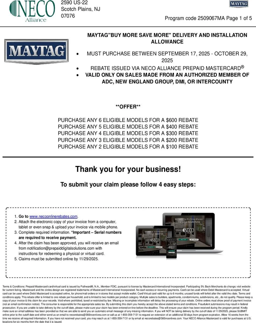 Maytag Buy More Save More Delivery and Installation Allowance