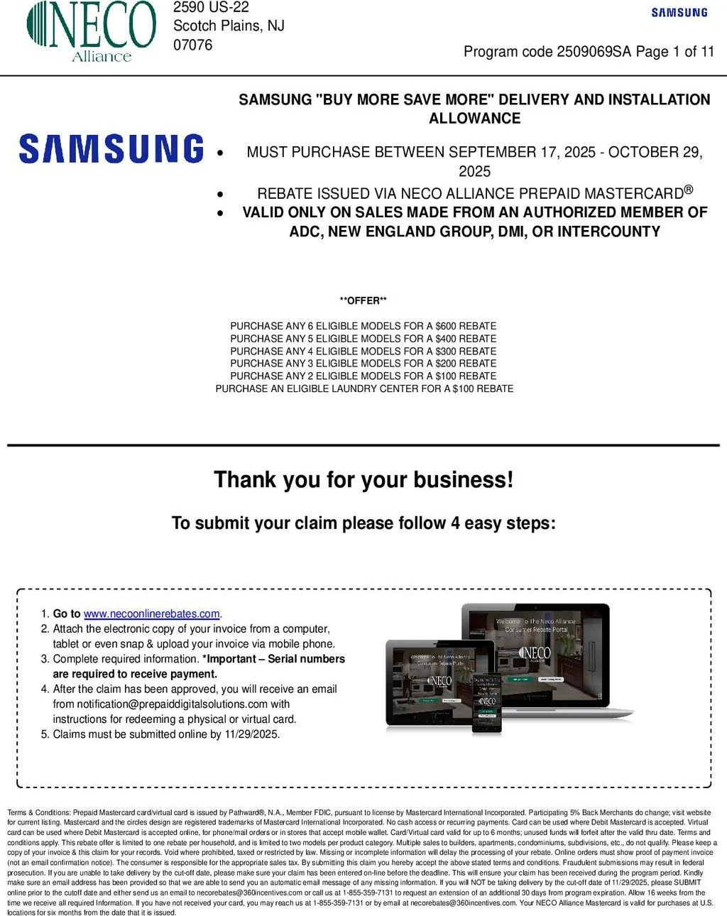 Samsung Buy More Save More Delivery and Installation Allowance