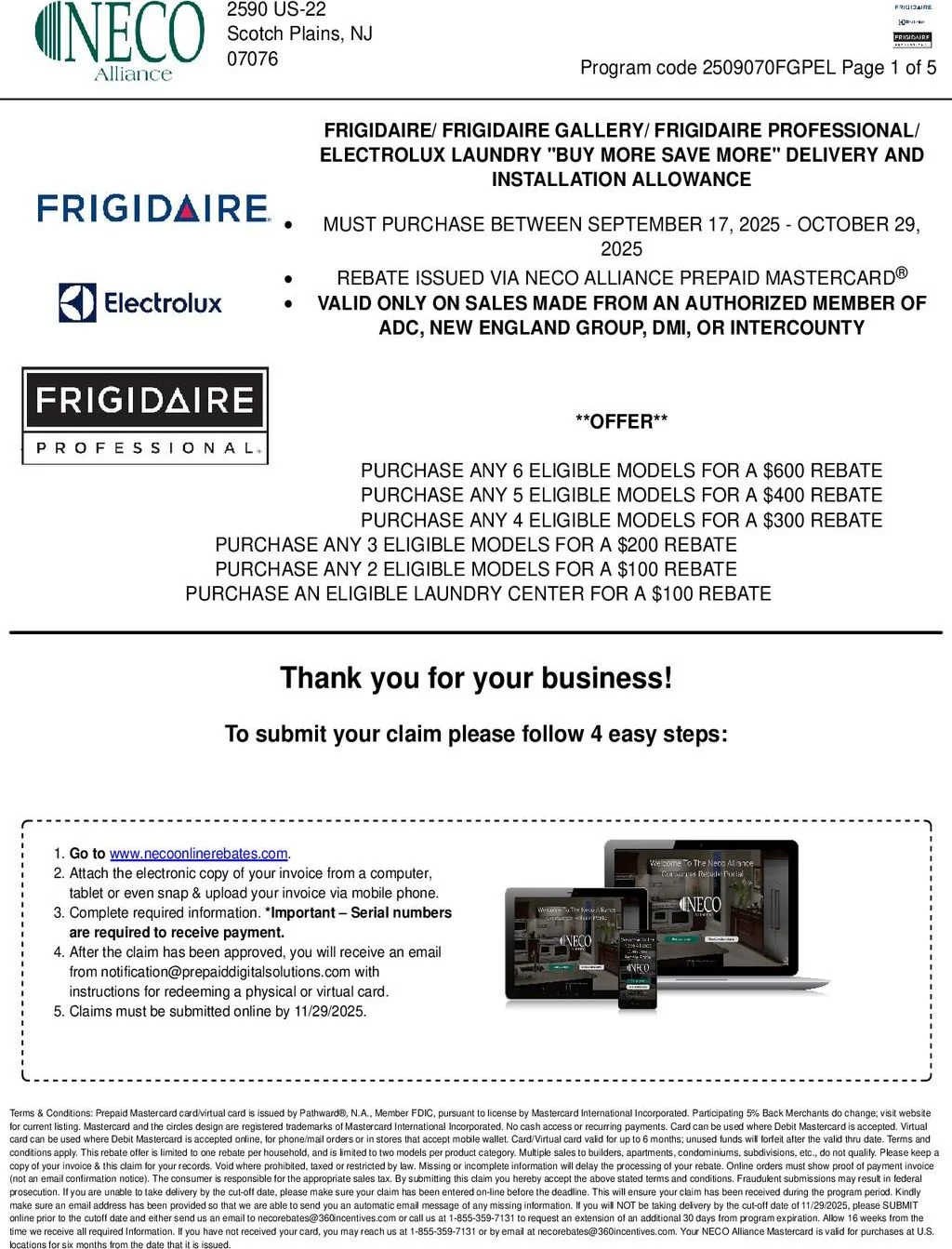 Frigidaire - Frigidaire Gallery - Frigidaire Professional - Electrolux Buy More Save More Delivery and Installation Allowance