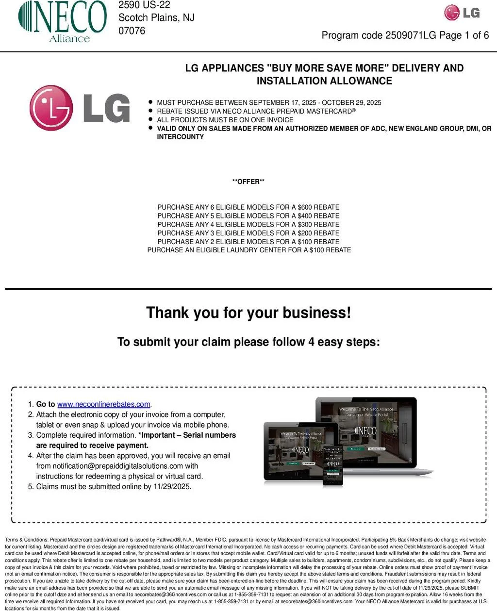 LG Appliances Buy More Save More Delivery and Installation Allowance