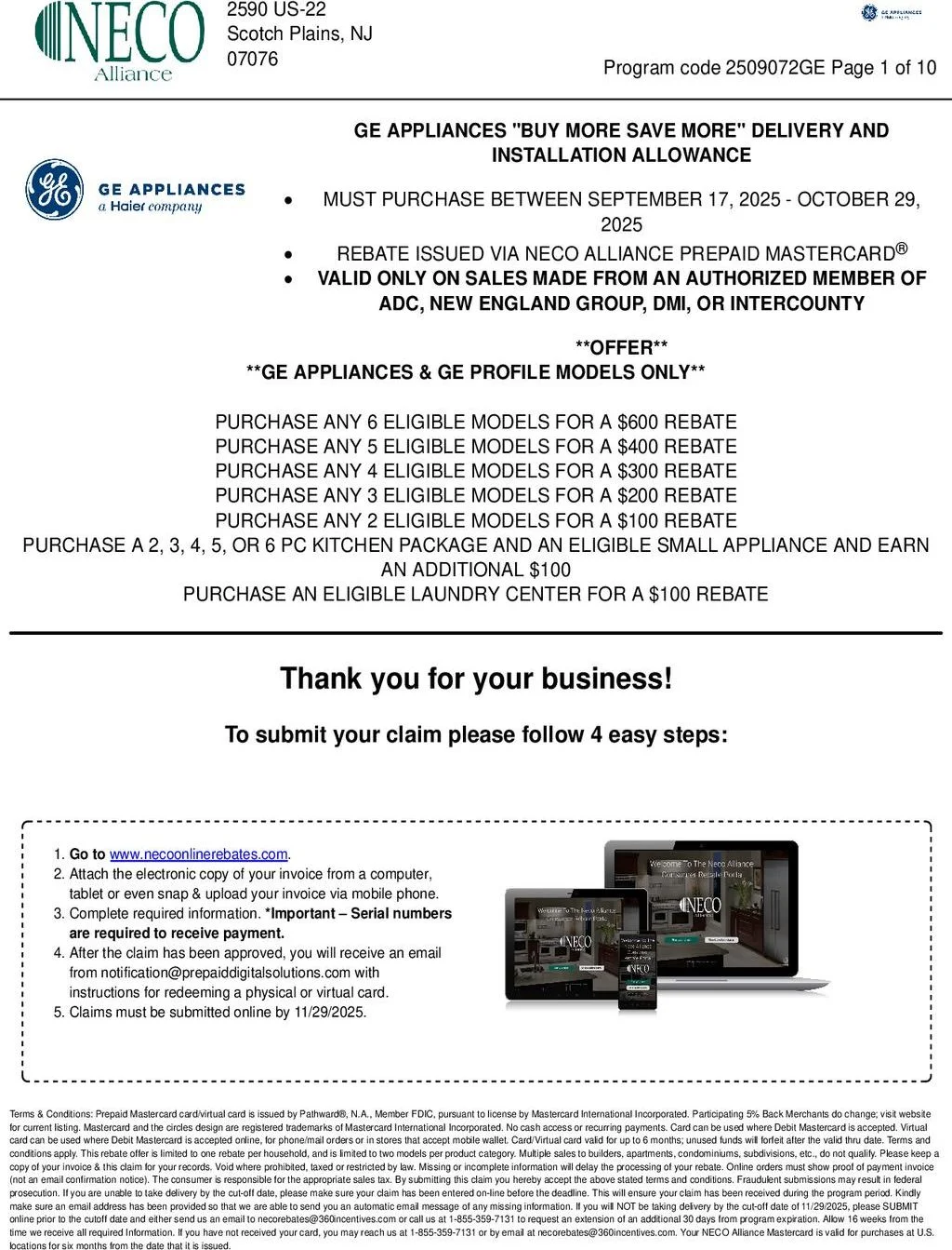 GE Appliances Buy More Save More Delivery and Installation Allowance
