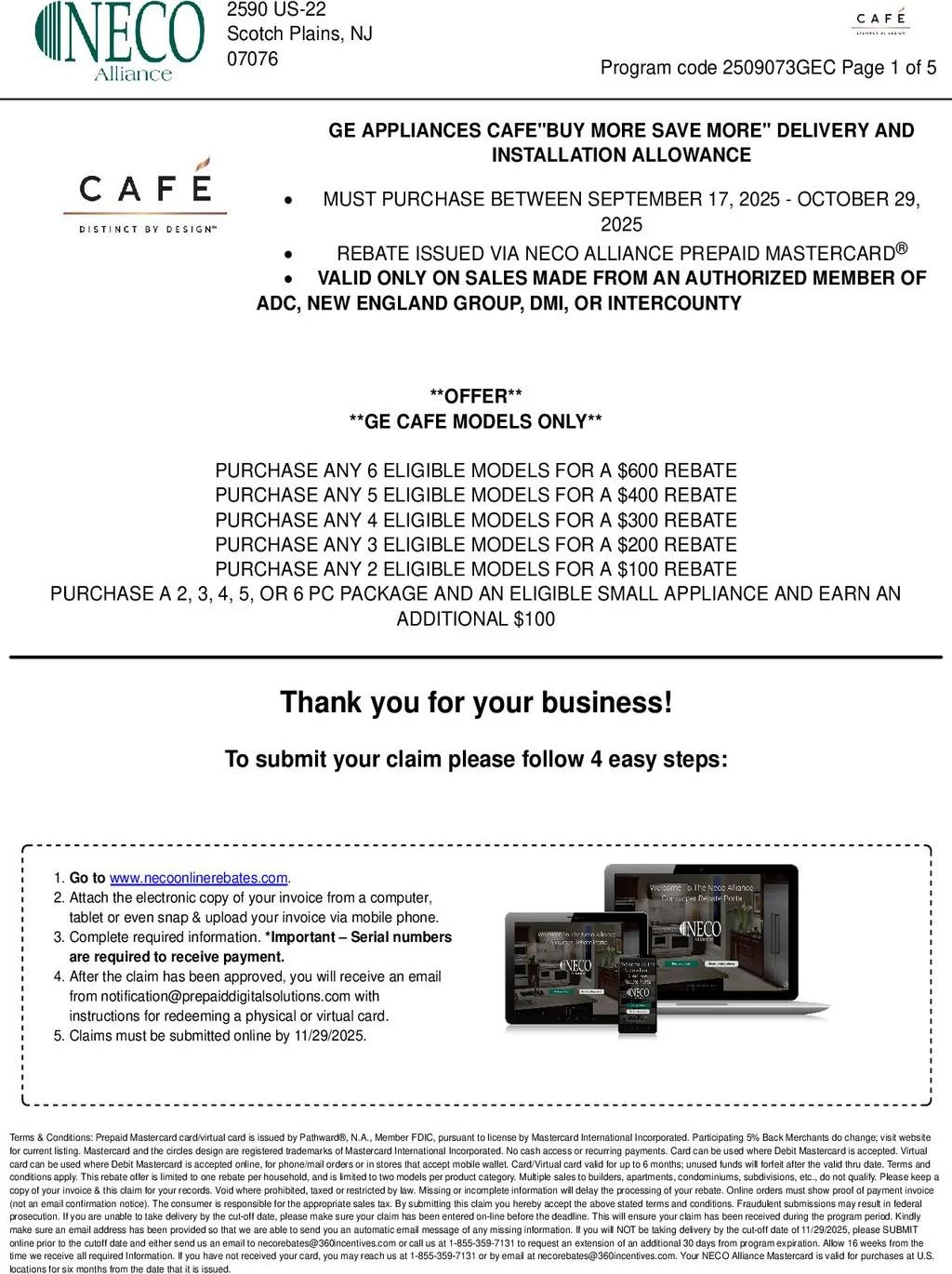 GE Appliances Cafe Buy More Save More Delivery and Installation Allowance
