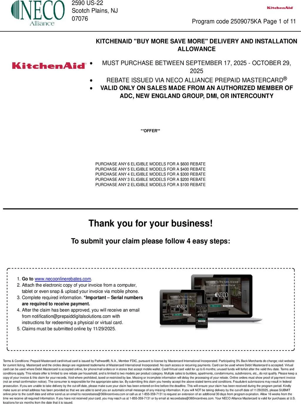 KitchenAid Buy More Save More Delivery and Installation Allowance