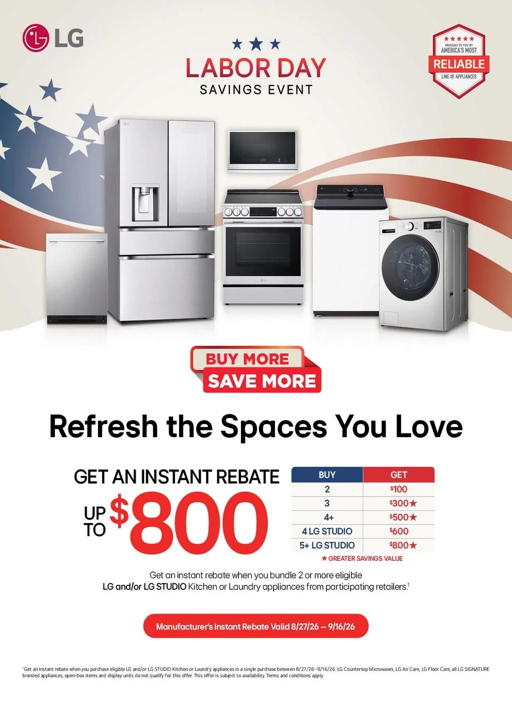 LG Buy More Save More Labor Day Savings Event Instant Rebate