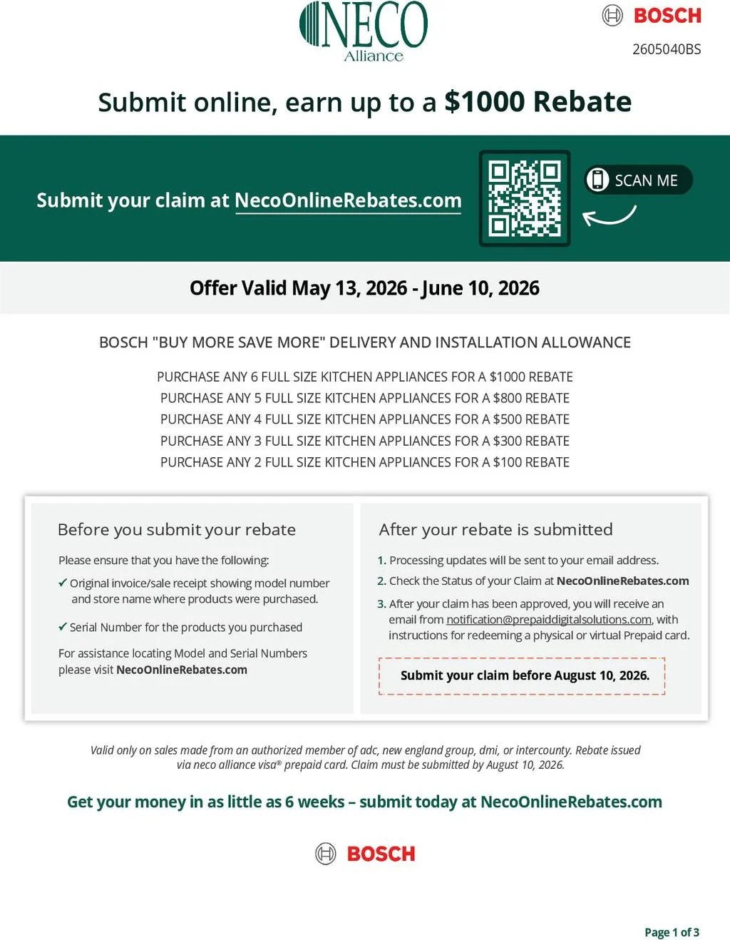Bosch Buy More Save More Delivery and Installation Allowance