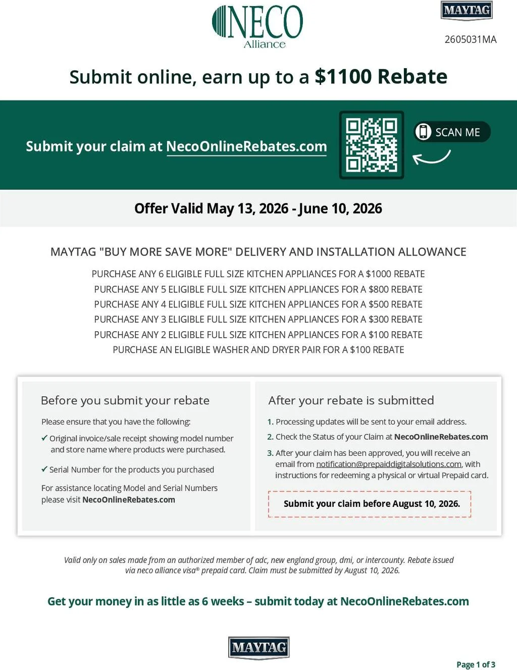 Maytag Buy More Save More Delivery and Installation Allowance