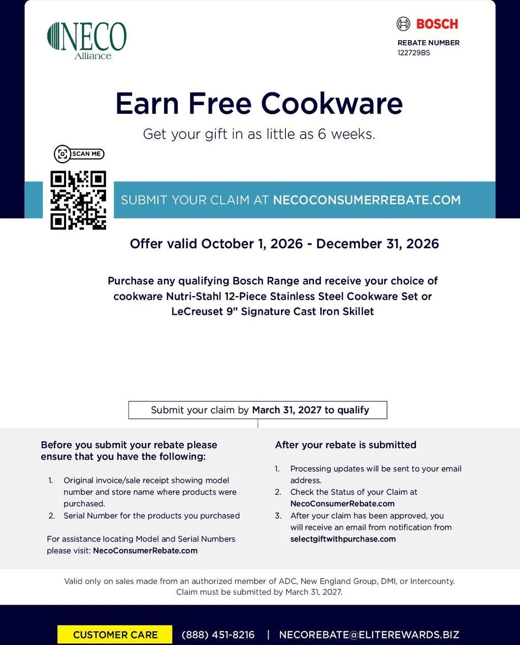 Bosch Earn Free Cookware Rebate