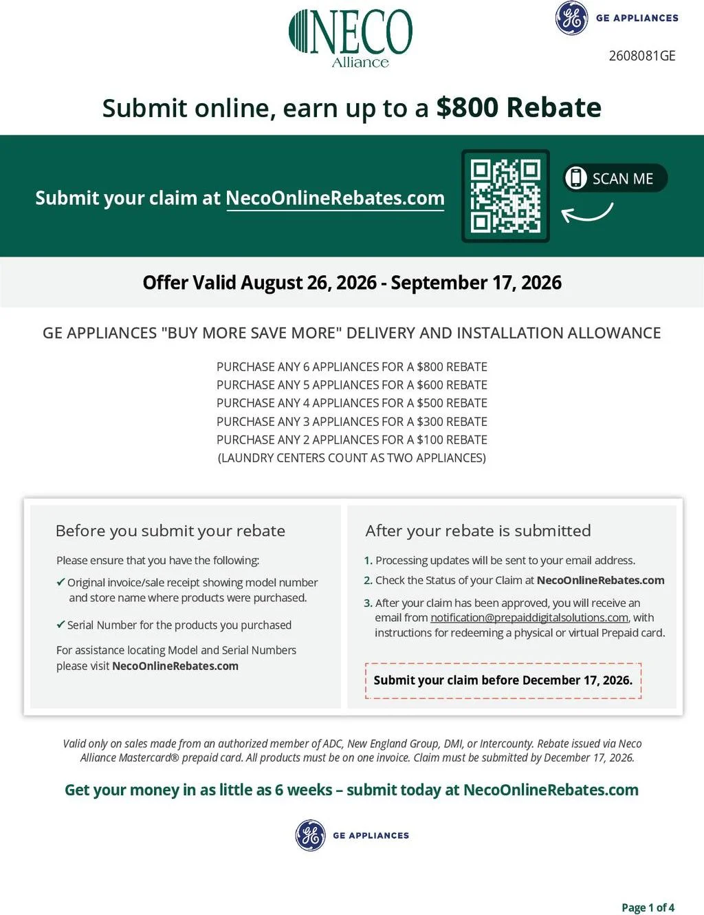 GE Appliances Buy More Save More Delivery and Installation Allowance