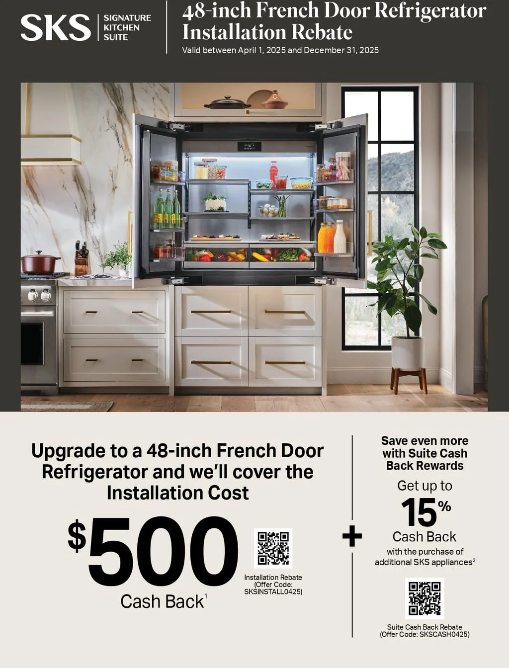 Signature Kitchen Suite 48 inch French Door Refrigerator Installation Rebate