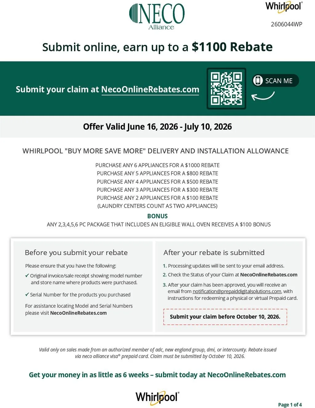 Whirlpool Buy More Save More Delivery and Installation Allowance
