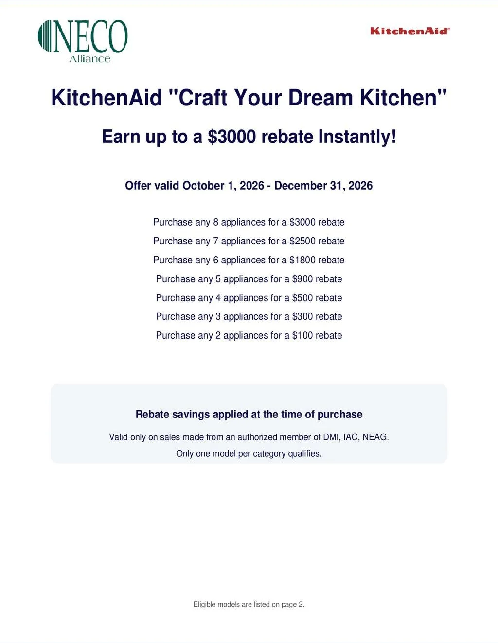KitchenAid Craft Your Dream Kitchen Instant Rebate