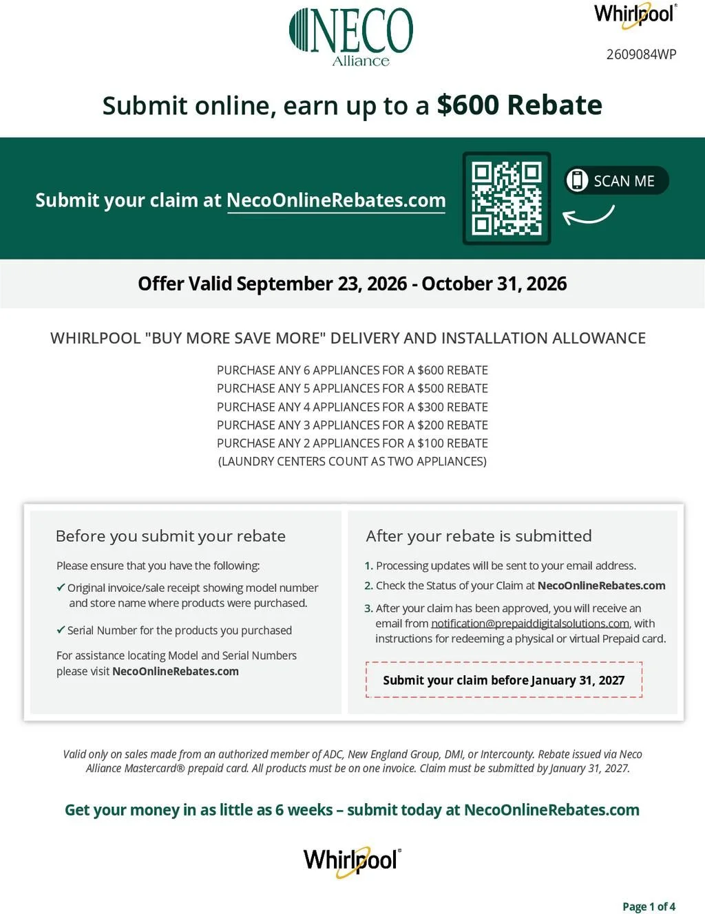 Whirlpool Buy More Save More Delivery and Installation Allowance