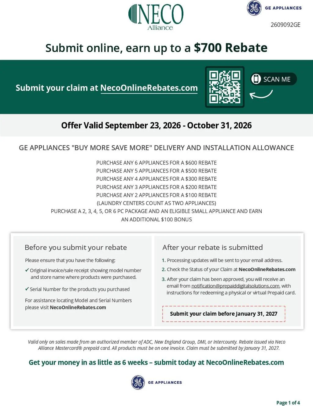 GE Appliances Buy More Save More Delivery and Installation Allowance