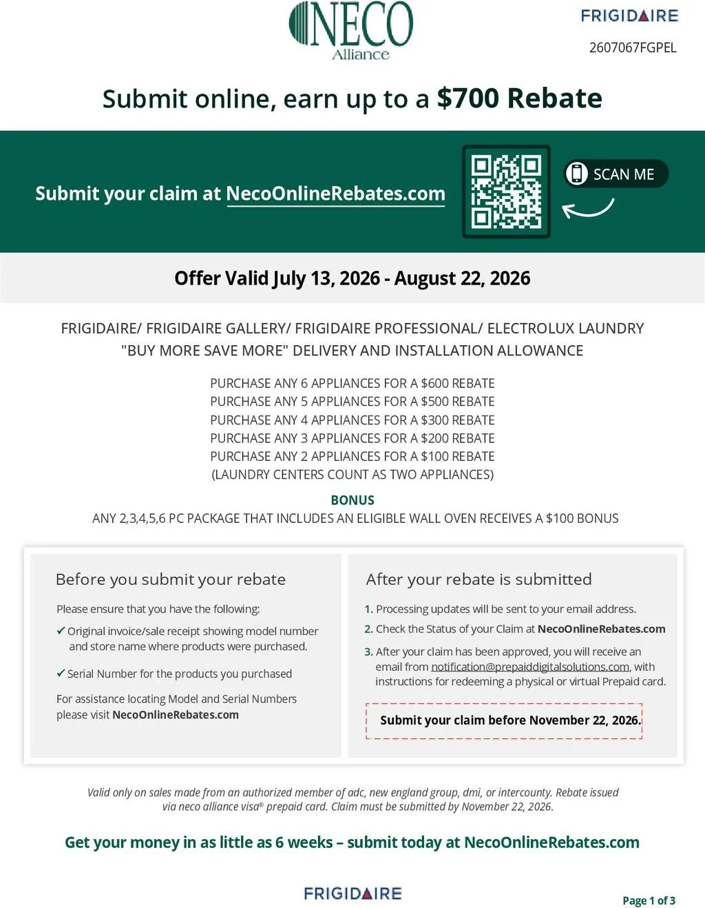 Frigidaire - Frigidaire Gallery - Frigidaire Professional - Electrolux Buy More Save More Delivery and Installation Allowance