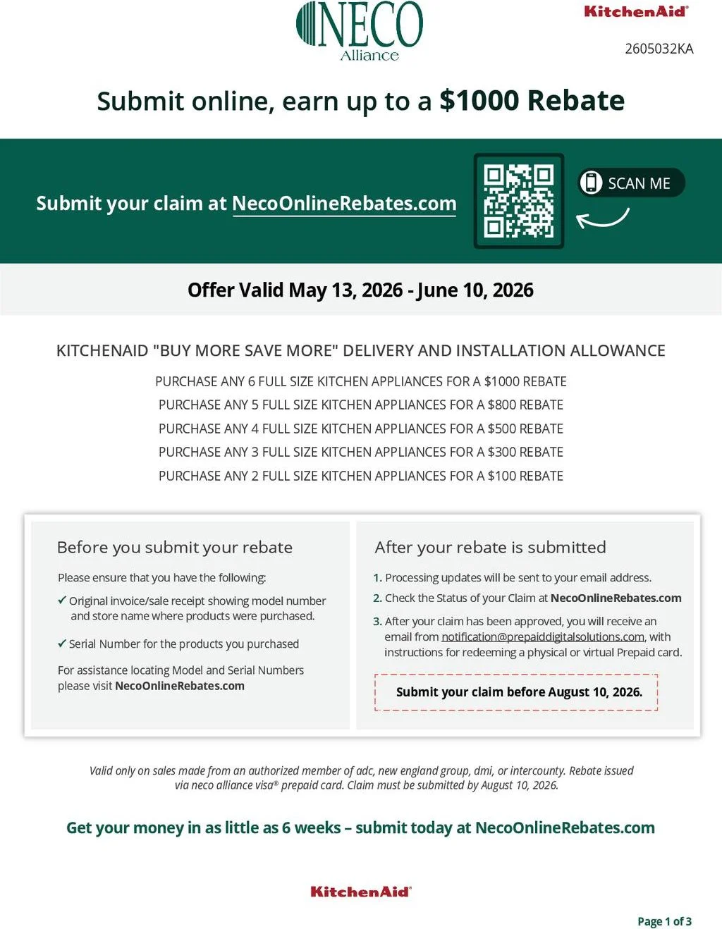 KitchenAid Buy More Save More Delivery and Installation Allowance