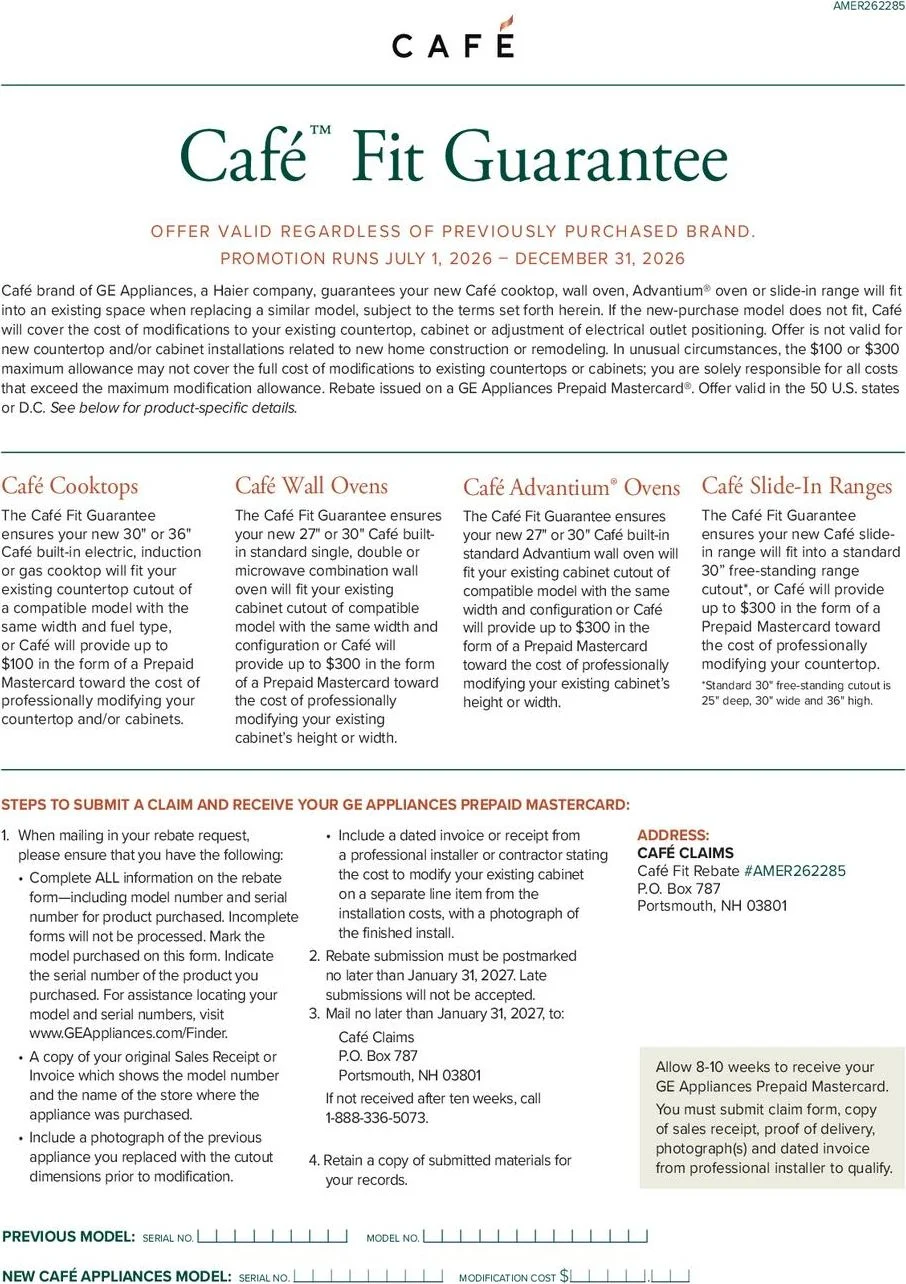 Cafe Fit Guarantee Rebate