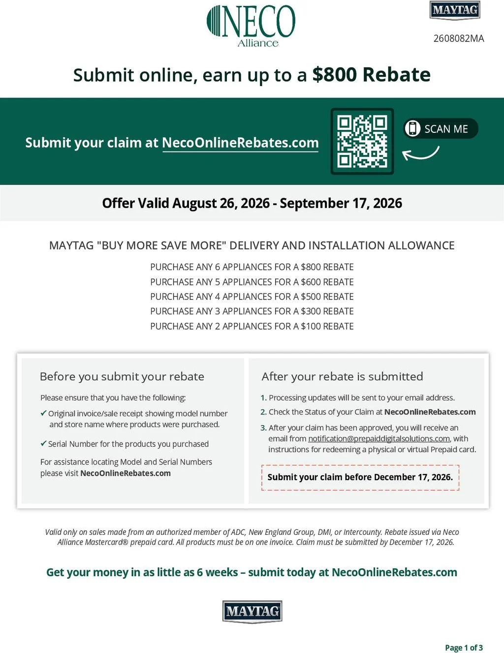 Maytag Buy More Save More Delivery and Installation Allowance