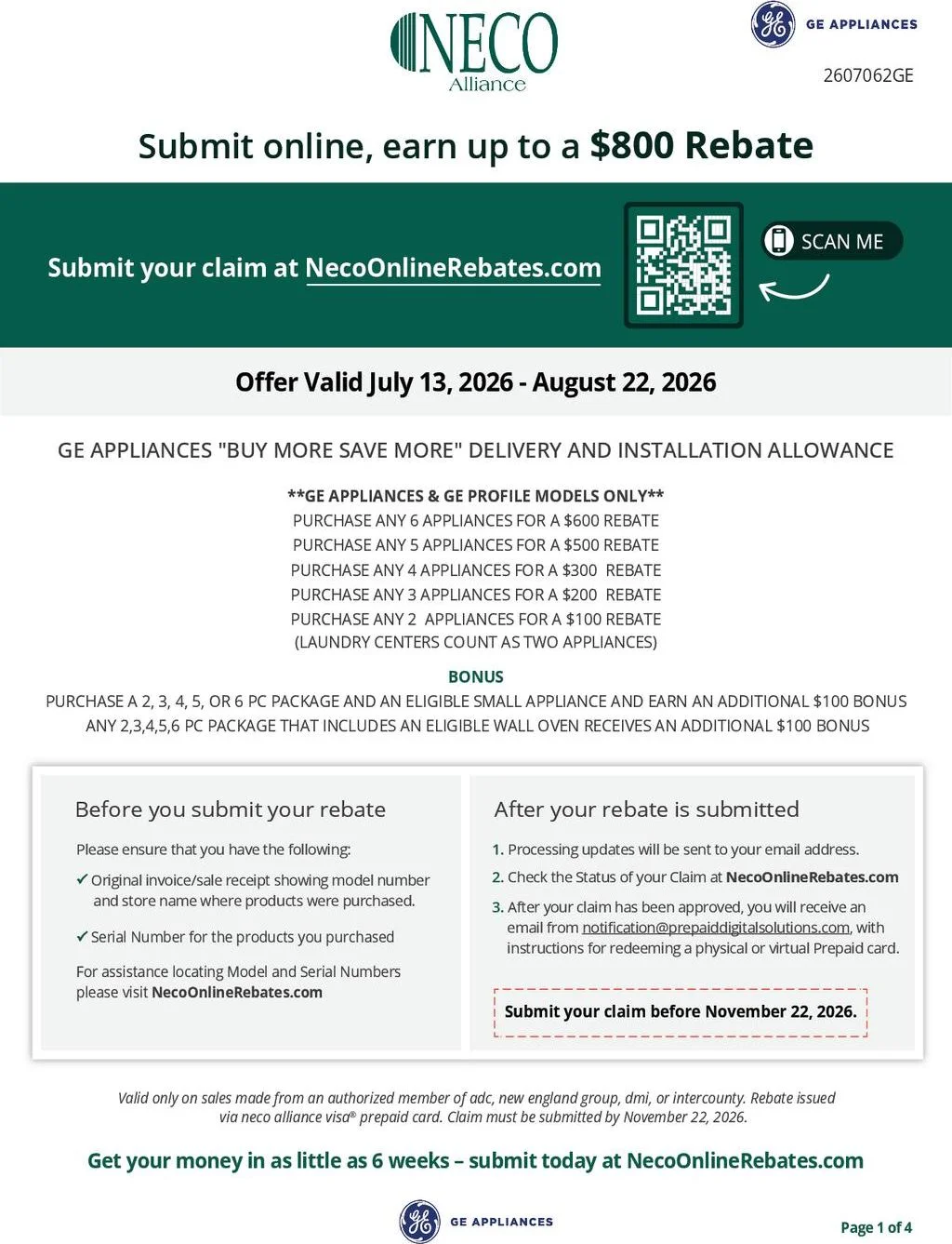 GE Appliances Buy More Save More Delivery and Installation Allowance