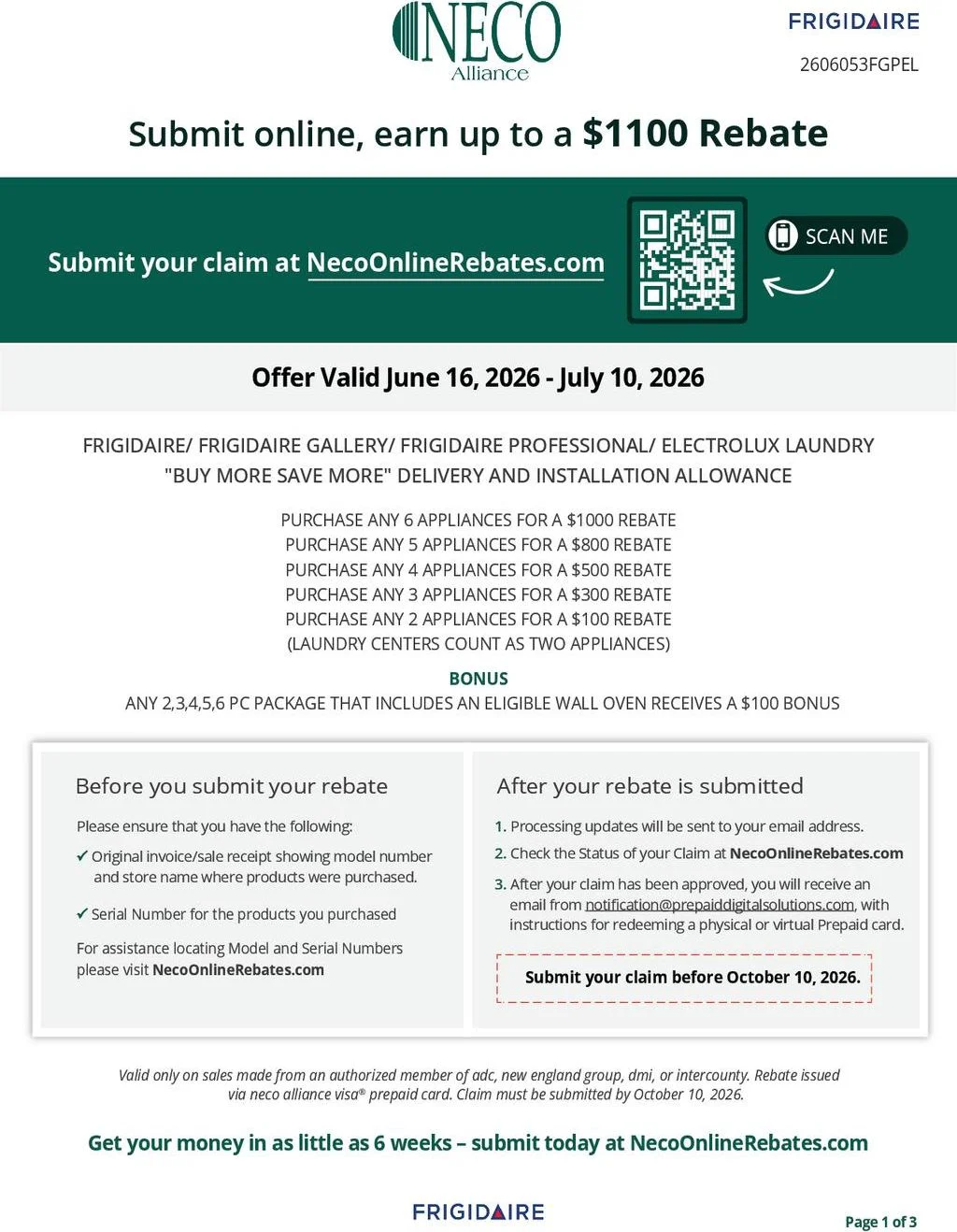 Frigidaire - Frigidaire Gallery - Frigidaire Professional - Electrolux Buy More Save More Delivery and Installation Allowance