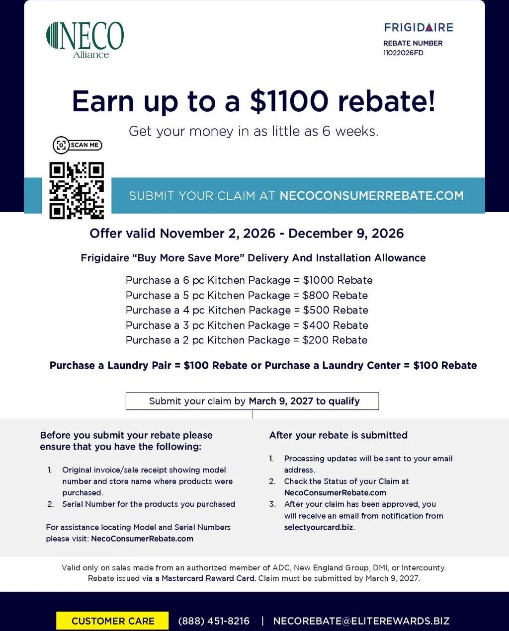 Frigidaire Buy More Save More Delivery and Installation Allowance
