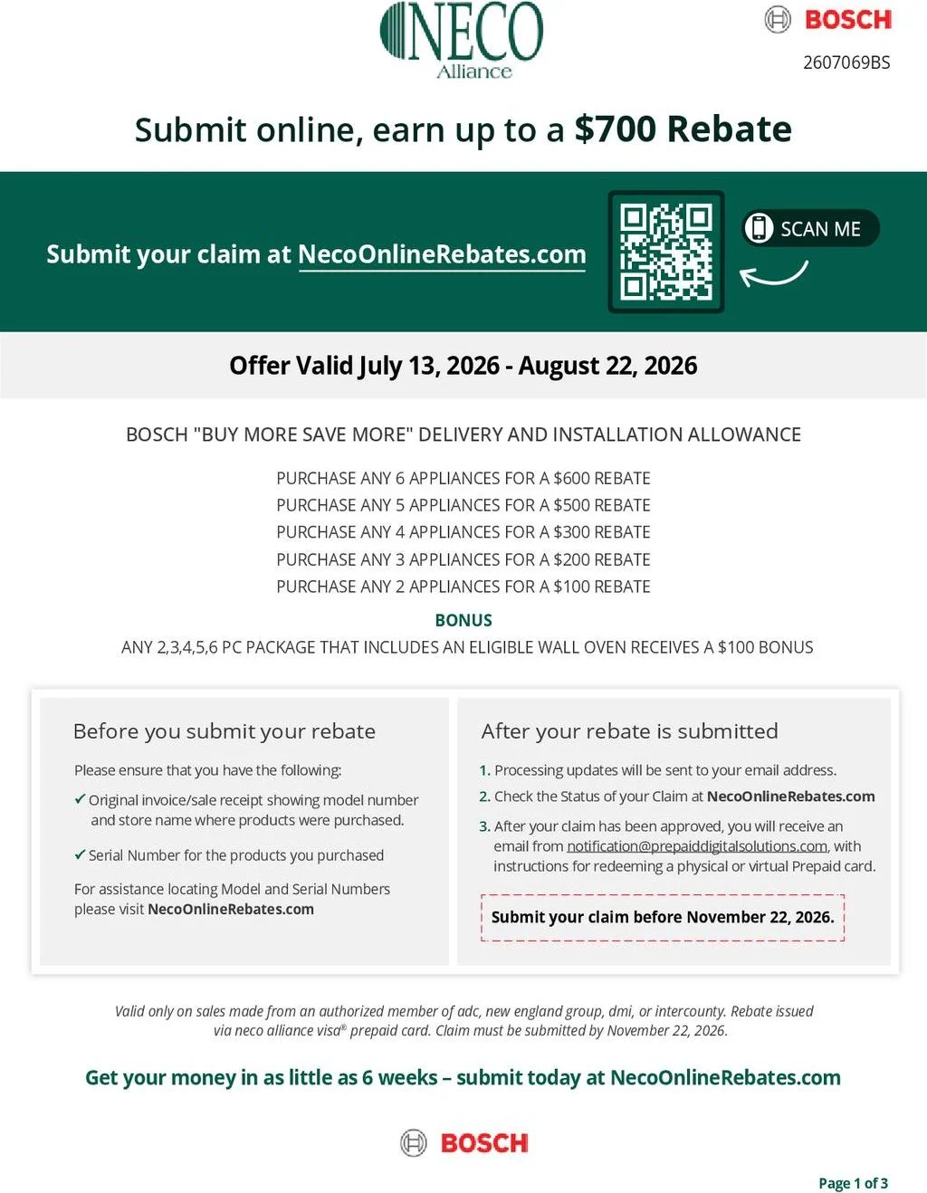 Bosch Buy More Save More Delivery and Installation Allowance