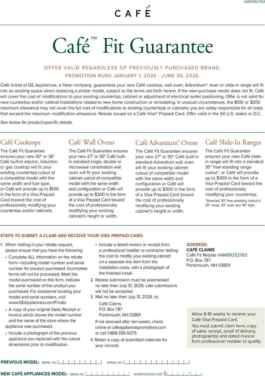 Cafe Fit Guarantee Rebate