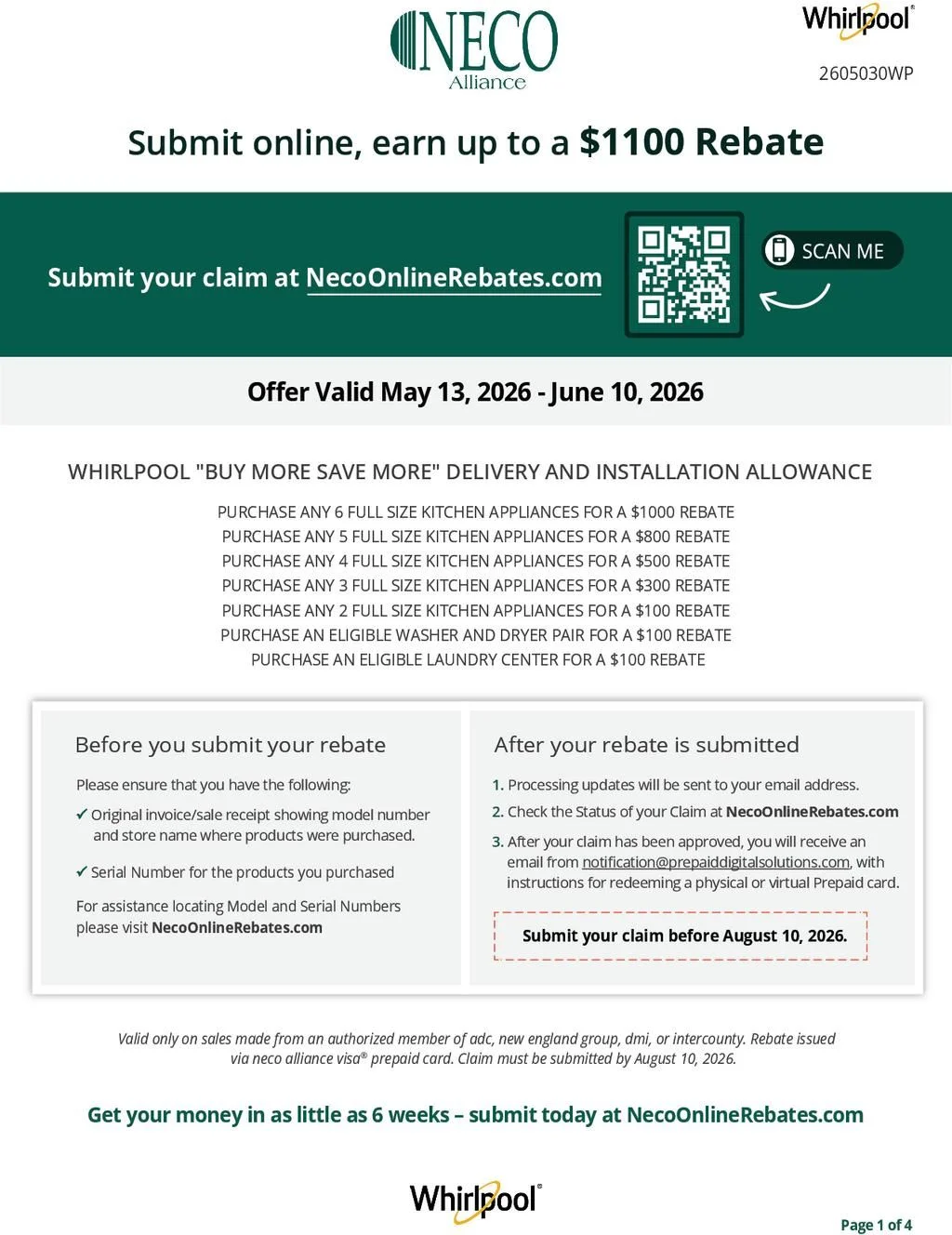 Whirlpool Buy More Save More Delivery and Installation Allowance