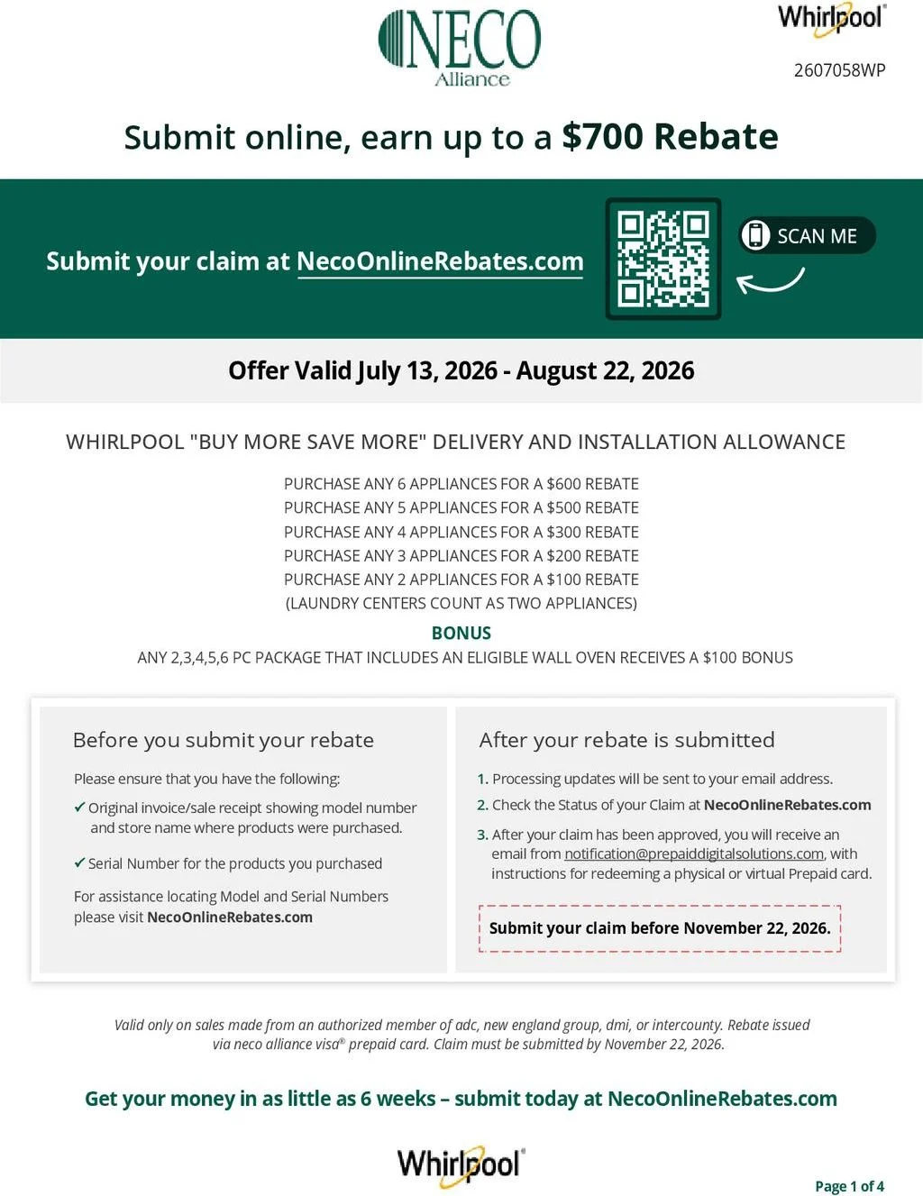 Whirlpool Buy More Save More Delivery and Installation Allowance