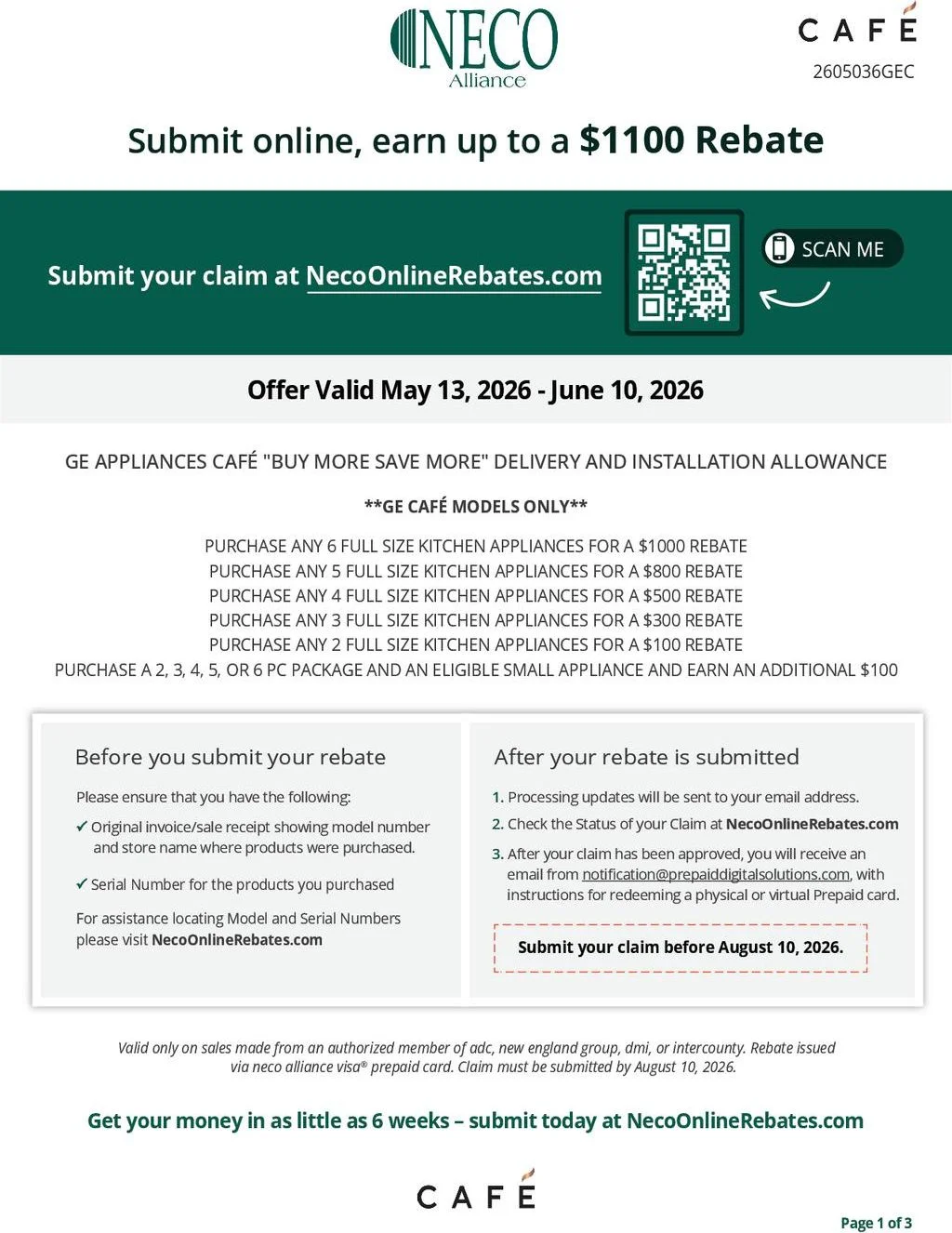 GE Appliances Cafe Buy More Save More Delivery and Installation Allowance